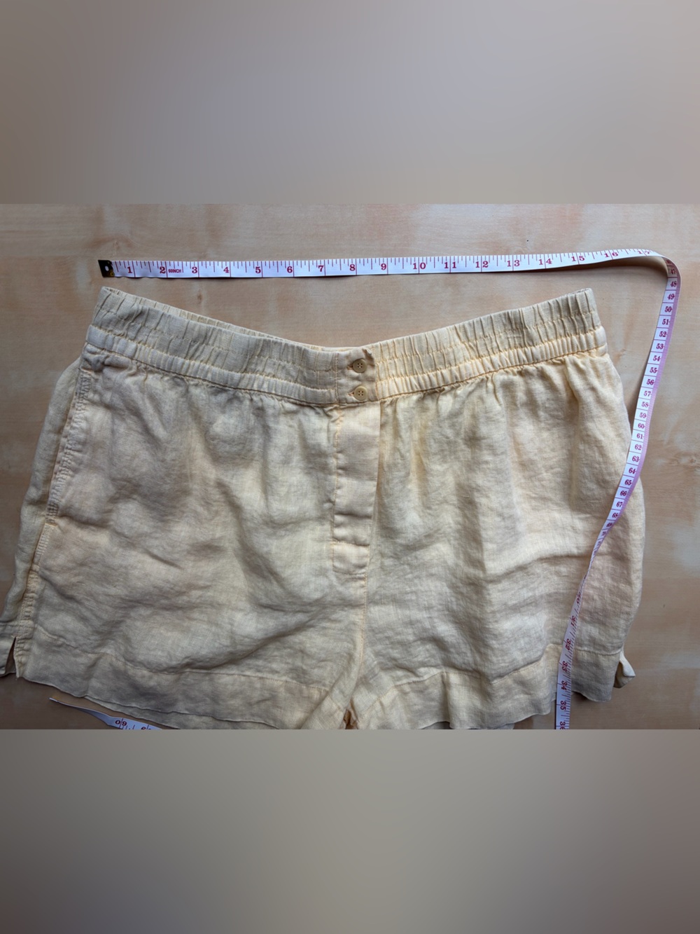 Zara yellow Linen Blend Elastic Waist Shorts